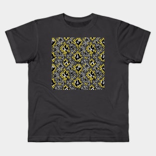 Snakeskin Pattern (Yellow and Gray) Kids T-Shirt